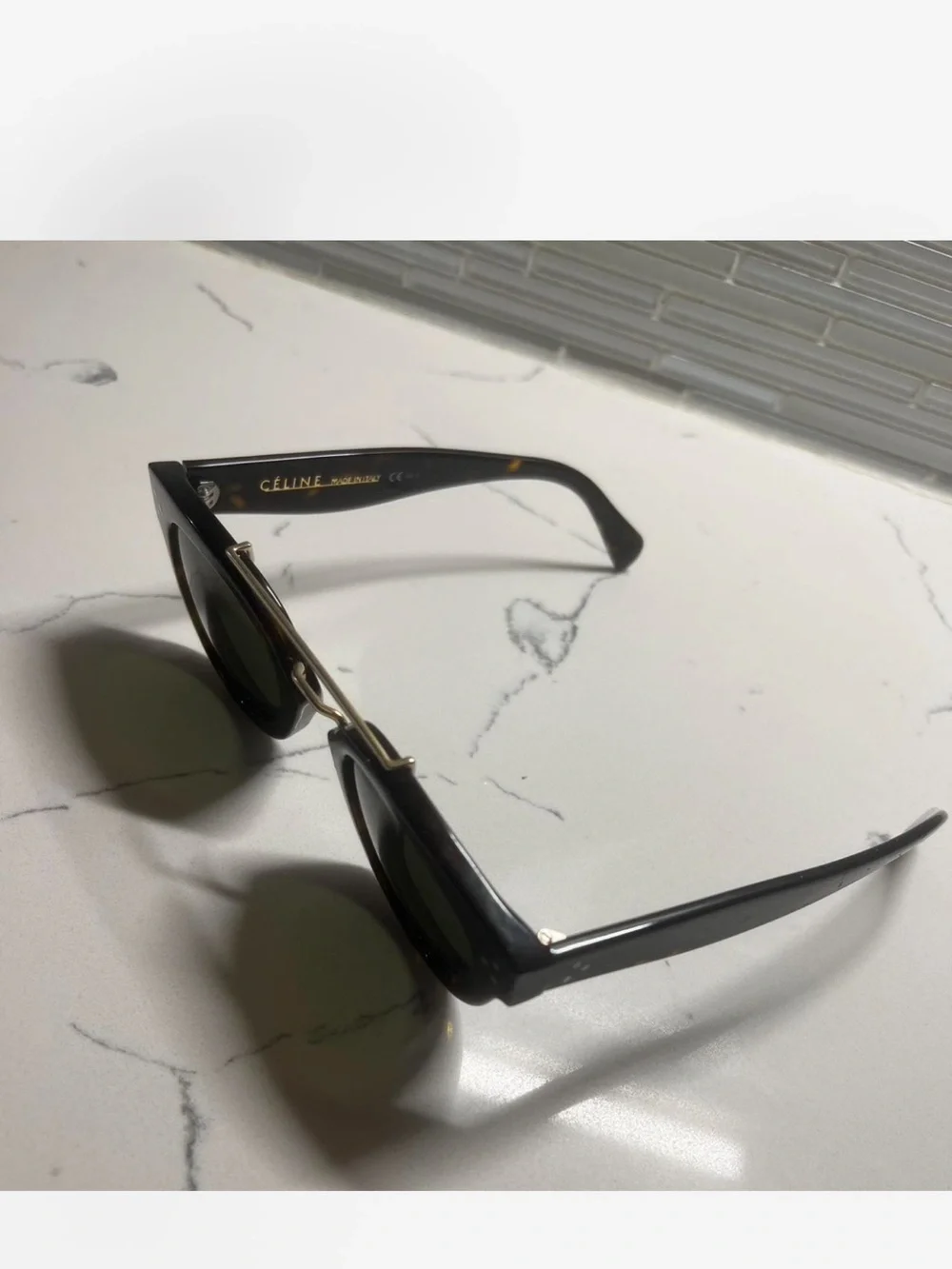 Celine Black Acetate Sunglasses with Gold Bridge